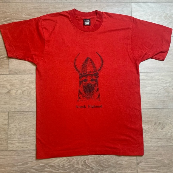 VINTAGE SCREEN STARS BEST NORSK ELGHUND T-Shirt RARE - Picture 1 of 9